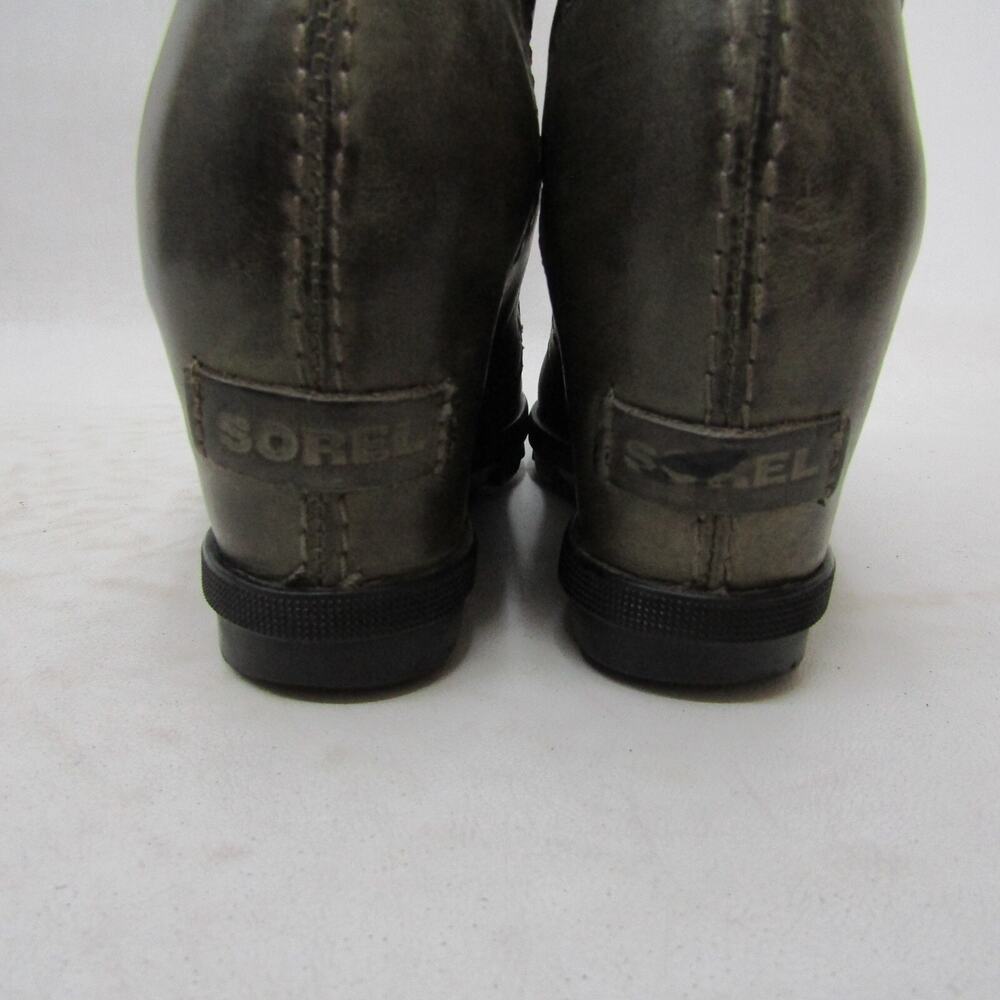 Sorel Womens Sz 7 M Gray Leather Lace Up Wedge Ankle Fashion Boots Bootie - Picture 8 of 11